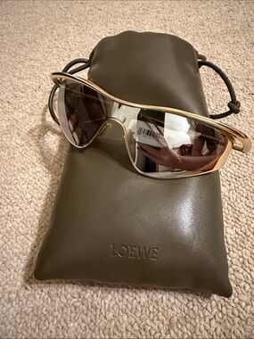 Loewe - new with tags - Gold-Tone Shield Sunglasses with Brown Mirror Lenses
